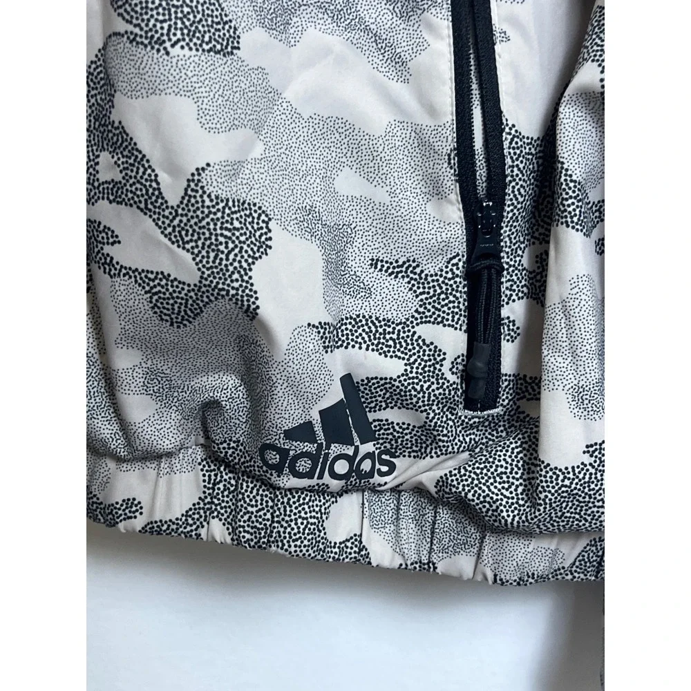 Adidas Mens Camo Stippled Mesh Lined Full Zip Track Jacket Grey Black Size L